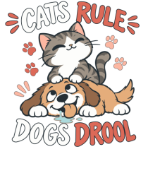 Funny Feline Cartoon Cat vs Dog Humor Cute Pet Animals