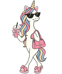 Stylish Unicorn with Sunglasses and Rainbow Hair Pretty Cute