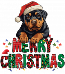 cu urări de Crăciun si cățel Rottweiler