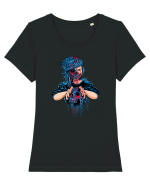 Devil Girl Tricou mânecă scurtă guler larg fitted Damă Expresser
