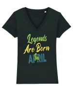 Legends Are Born In April Tricou mânecă scurtă guler V Damă Evoker