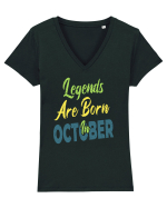 Legends Are Born In October Tricou mânecă scurtă guler V Damă Evoker