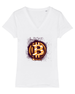Bitcoin Trader Tricou mânecă scurtă guler V Damă Evoker