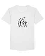 Campând la Munte - Design Minimalist Tricou mânecă scurtă guler larg Bărbat Skater