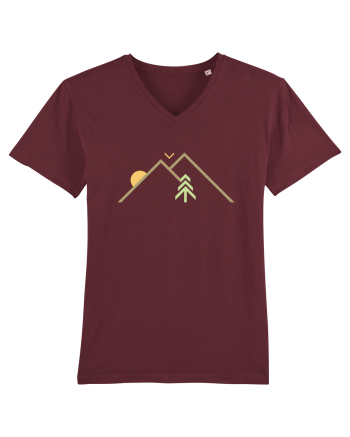 Peisaj Geometric Minimalist Burgundy