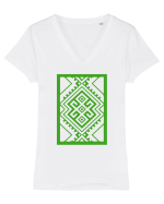 Cusatura din Ardeal Tricou mânecă scurtă guler V Damă Evoker