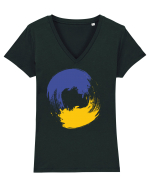 Color Wheel - blue&yellow Tricou mânecă scurtă guler V Damă Evoker
