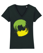 Color Wheel - green&yellow Tricou mânecă scurtă guler V Damă Evoker
