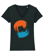 Color Wheel - orange&blue Tricou mânecă scurtă guler V Damă Evoker