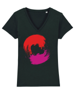 Color Wheel - red&purple Tricou mânecă scurtă guler V Damă Evoker