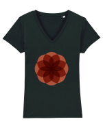 Color Wheel - red flower Tricou mânecă scurtă guler V Damă Evoker