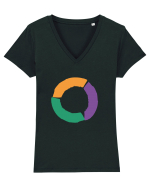 Color Wheel - orange&violet&green Tricou mânecă scurtă guler V Damă Evoker