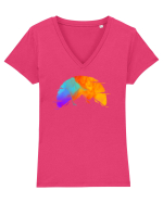 Creste de Munți Tricou mânecă scurtă guler V Damă Evoker