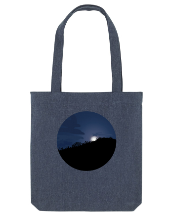 Photo Illustration - moon behind dark forest Midnight Blue
