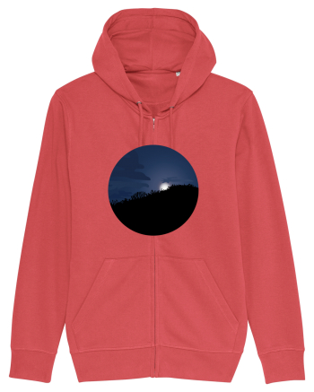 Photo Illustration - moon behind dark forest Carmine Red