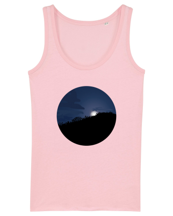 Photo Illustration - moon behind dark forest Cotton Pink