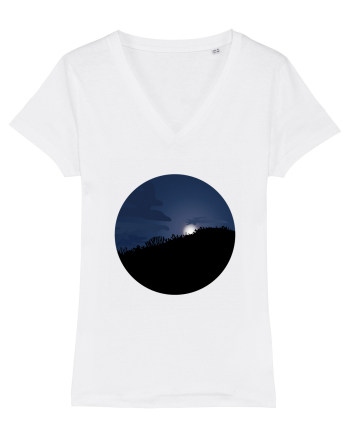 Photo Illustration - moon behind dark forest White