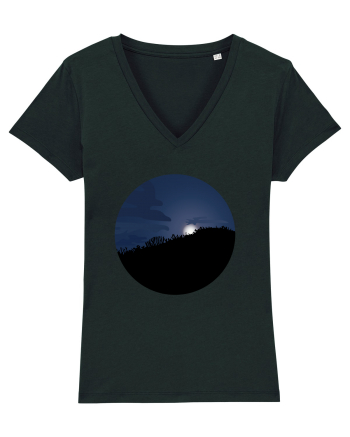 Photo Illustration - moon behind dark forest Black