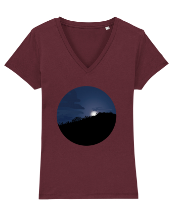 Photo Illustration - moon behind dark forest Burgundy