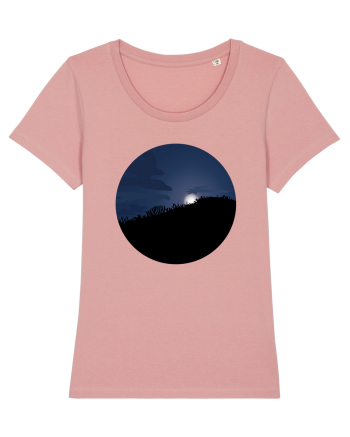 Photo Illustration - moon behind dark forest Canyon Pink