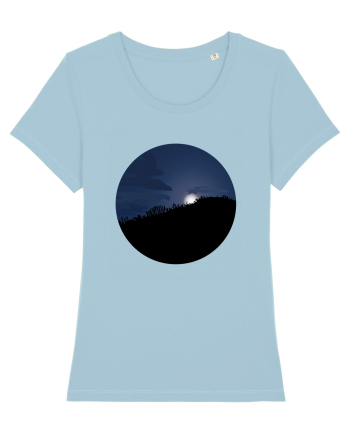 Photo Illustration - moon behind dark forest Sky Blue