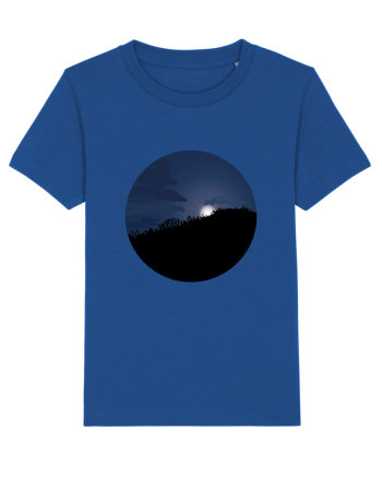 Photo Illustration - moon behind dark forest Majorelle Blue