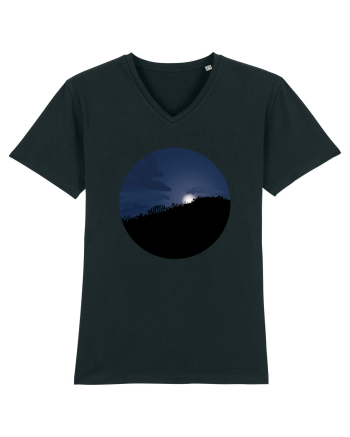 Photo Illustration - moon behind dark forest Black