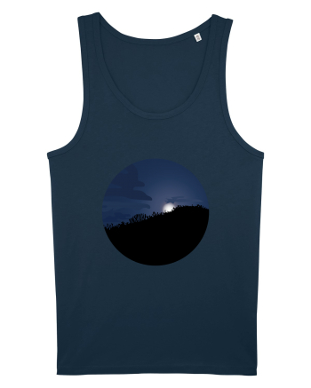 Photo Illustration - moon behind dark forest Navy