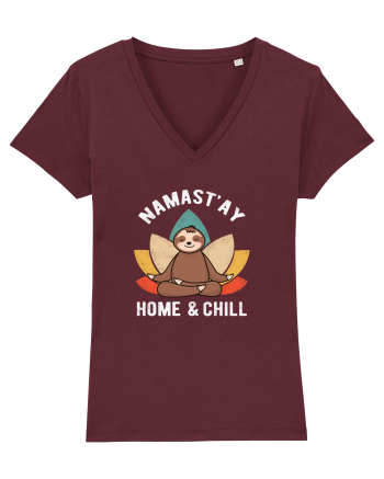 NAMASTAY Home and Chill Sloth Burgundy