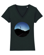 Photo Illustration - black road Tricou mânecă scurtă guler V Damă Evoker
