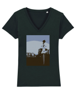 Photo Illustration - lo-fi railroad stop Tricou mânecă scurtă guler V Damă Evoker