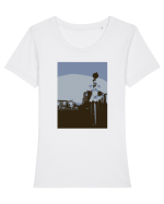 Photo Illustration - lo-fi railroad stop Tricou mânecă scurtă guler larg fitted Damă Expresser