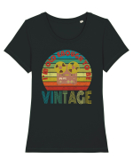 Vintage Reel To Reel Retro Style Tricou mânecă scurtă guler larg fitted Damă Expresser