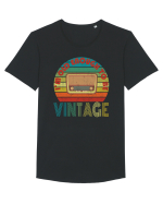 Vintage Radio Retro Style Tricou mânecă scurtă guler larg Bărbat Skater