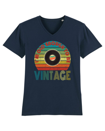 Vintage Vinyl Disc Retro Style French Navy