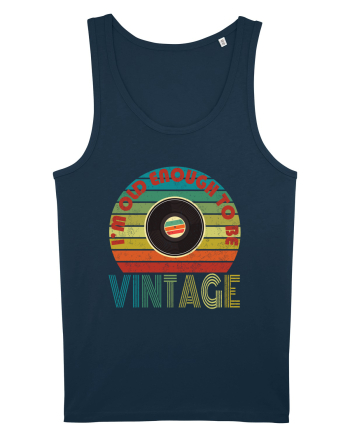 Vintage Vinyl Disc Retro Style Navy