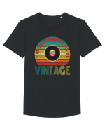 Vintage Vinyl Disc Retro Style Tricou mânecă scurtă guler larg Bărbat Skater