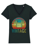 Vintage Floppy Disk Retro Style Tricou mânecă scurtă guler V Damă Evoker