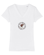 Cocoșul de Hurez 1. Tricou mânecă scurtă guler V Damă Evoker