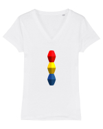 Tricolorul 2. Tricou mânecă scurtă guler V Damă Evoker