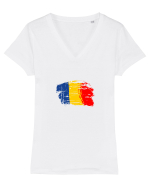 Tricolorul 5. Tricou mânecă scurtă guler V Damă Evoker