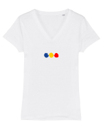 Tricolorul 7. Tricou mânecă scurtă guler V Damă Evoker