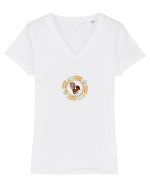 Cocoșul de Hurez 3. Tricou mânecă scurtă guler V Damă Evoker