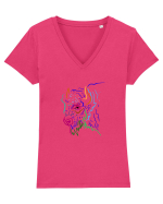 Zimbrul / Bourul 12. Tricou mânecă scurtă guler V Damă Evoker