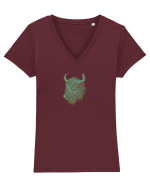 Zimbrul / Bourul 14. Tricou mânecă scurtă guler V Damă Evoker