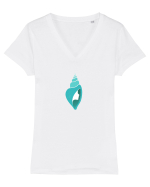 Fata din Scoică - Spiritul Oceanului Tricou mânecă scurtă guler V Damă Evoker