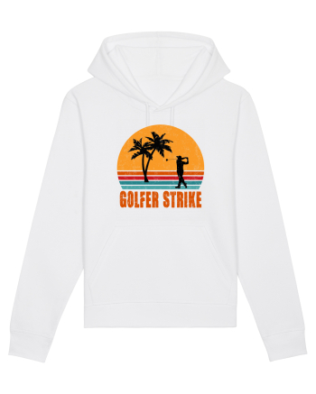 Sunset Golfer Strike Retro White