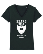 Beard Rule Number One Respect The Beard Retro Tricou mânecă scurtă guler V Damă Evoker