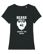 Beard Rule Number One Respect The Beard Retro Tricou mânecă scurtă guler larg fitted Damă Expresser