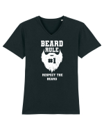 Beard Rule Number One Respect The Beard Retro Tricou mânecă scurtă guler V Bărbat Presenter